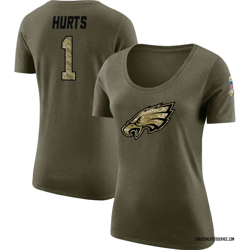 Women's Jalen Hurts Philadelphia Eagles Legend Olive Salute to Service Scoop Neck T-Shirt