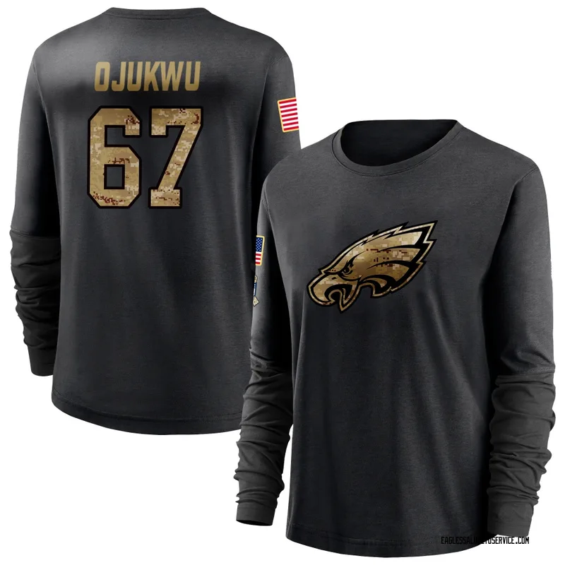 Women's John Ojukwu Philadelphia Eagles Black 2020 Salute To Service Sideline Performance Long Sleeve T-Shirt