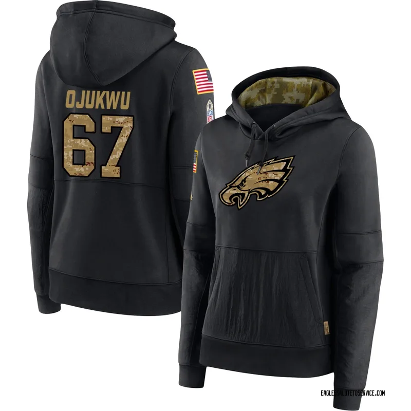 Women's John Ojukwu Philadelphia Eagles Black 2020 Salute to Service Sideline Performance Pullover Hoodie