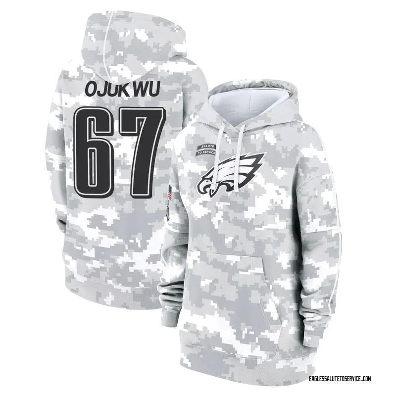 Women's John Ojukwu Philadelphia Eagles Camo Arctic 2024 Salute to Service Club Fleece Pullover Hoodie