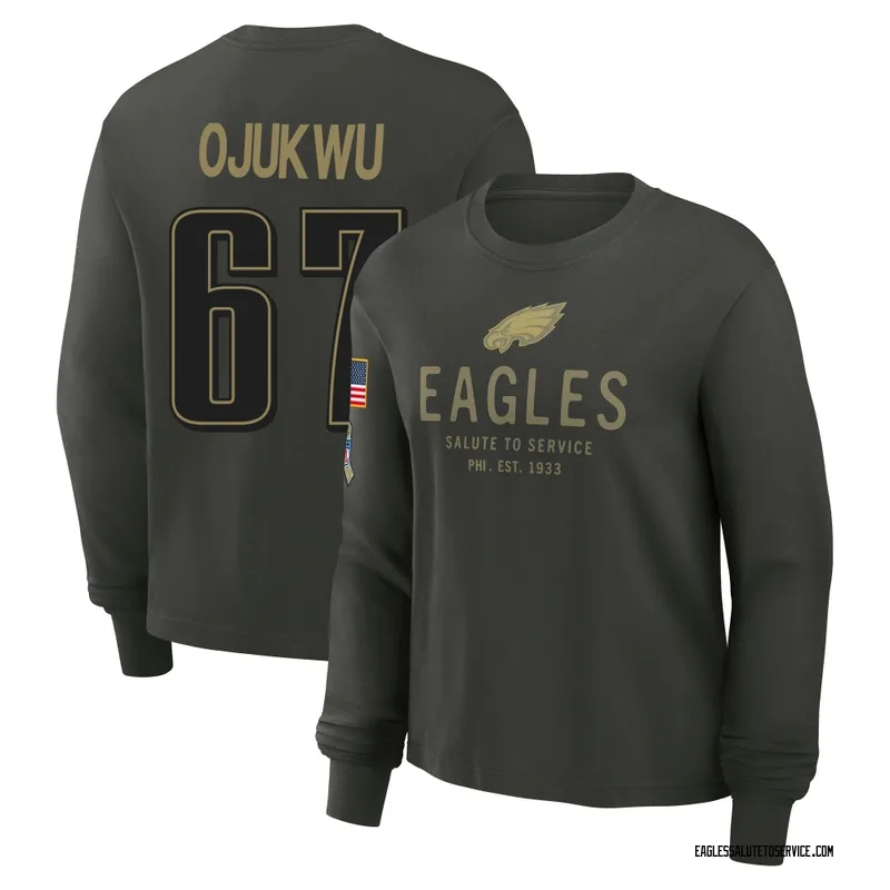 Women's John Ojukwu Philadelphia Eagles Green Dark/ 2025 Salute to Service Sideline Long Sleeve T-Shirt
