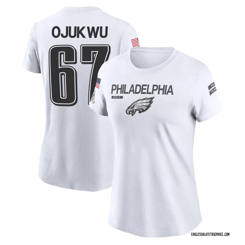 Women's John Ojukwu Philadelphia Eagles Legend White 2024 Salute to Service Performance T-Shirt