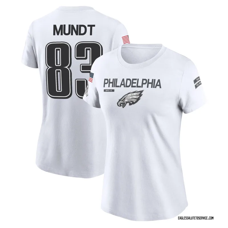 Women's Johnny Mundt Philadelphia Eagles Legend White 2024 Salute to Service Performance T-Shirt