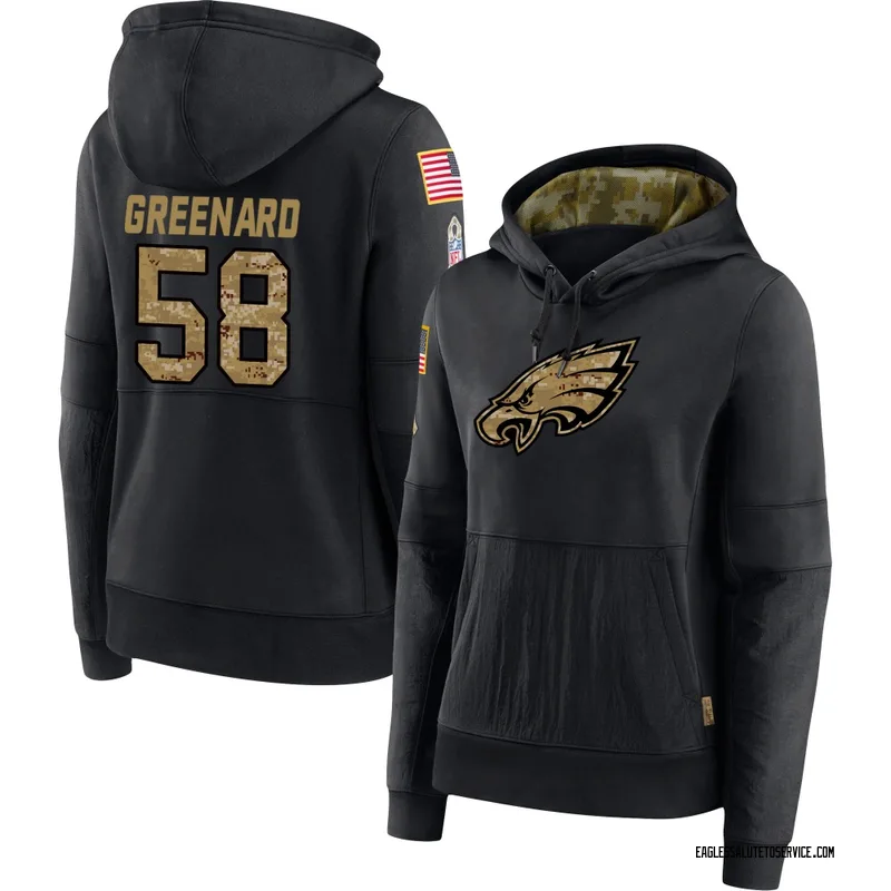 Women's Jonathan Greenard Philadelphia Eagles Black 2020 Salute to Service Sideline Performance Pullover Hoodie