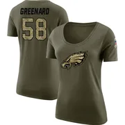 Women's Jonathan Greenard Philadelphia Eagles Legend Olive Salute to Service Scoop Neck T-Shirt