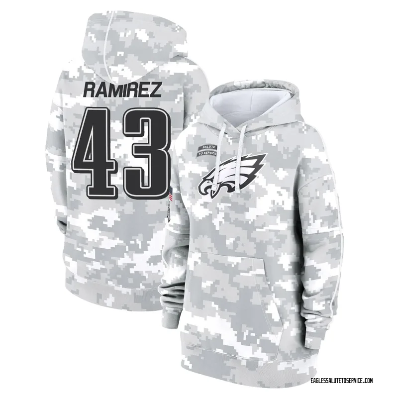 Women's Jose Ramirez Philadelphia Eagles Camo Arctic 2024 Salute to Service Club Fleece Pullover Hoodie