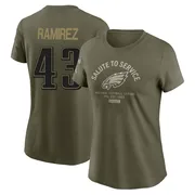 Women's Jose Ramirez Philadelphia Eagles Olive 2025 Salute to Service Sideline T-Shirt