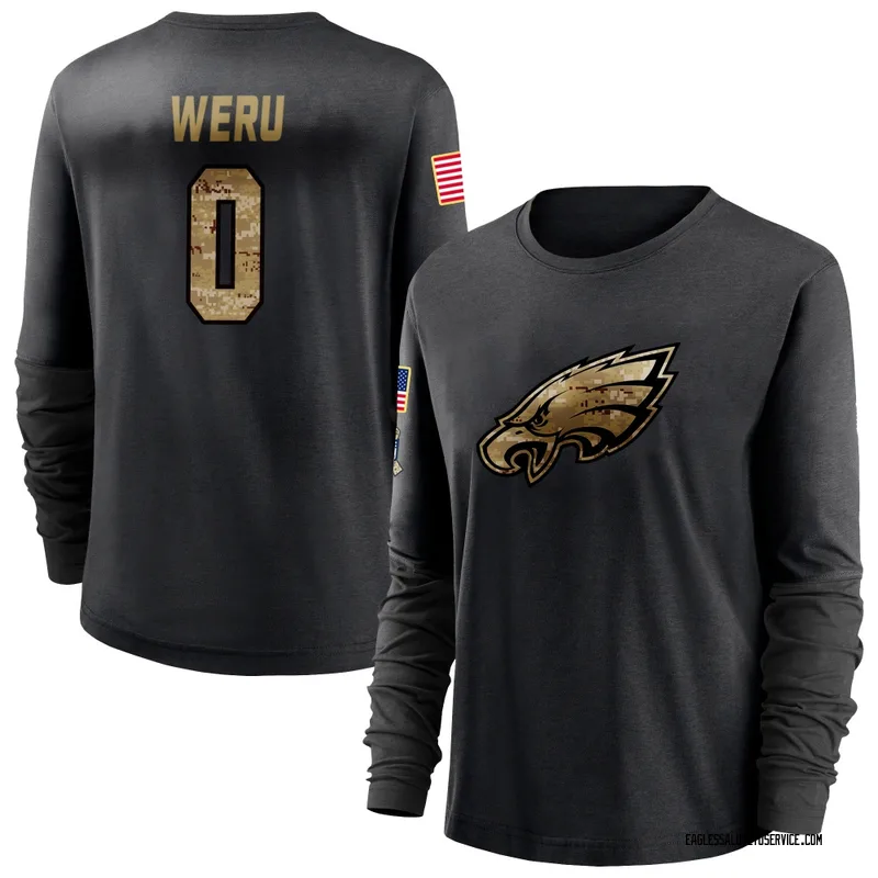 Women's Joshua Weru Philadelphia Eagles Black 2020 Salute To Service Sideline Performance Long Sleeve T-Shirt
