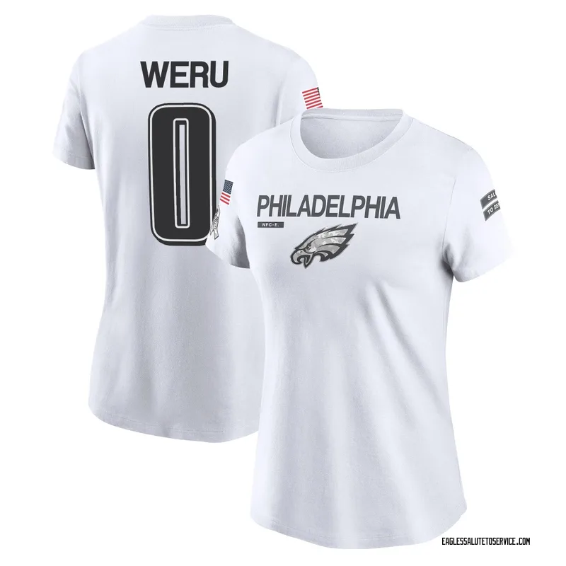 Women's Joshua Weru Philadelphia Eagles Legend White 2024 Salute to Service Performance T-Shirt