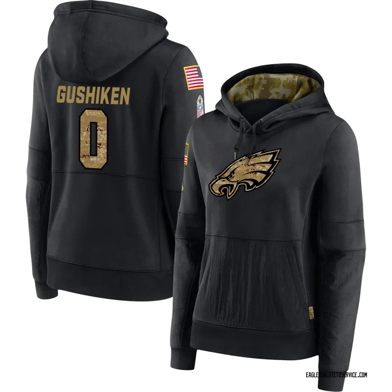 Women's Kapena Gushiken Philadelphia Eagles Black 2020 Salute to Service Sideline Performance Pullover Hoodie