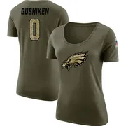 Women's Kapena Gushiken Philadelphia Eagles Legend Olive Salute to Service Scoop Neck T-Shirt