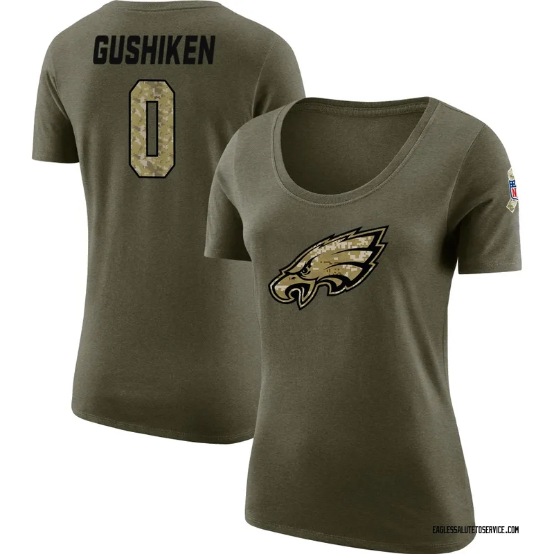 Women's Kapena Gushiken Philadelphia Eagles Legend Olive Salute to Service Scoop Neck T-Shirt