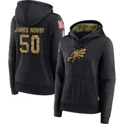 Women's Keyshawn James-Newby Philadelphia Eagles Black 2020 Salute to Service Sideline Performance Pullover Hoodie