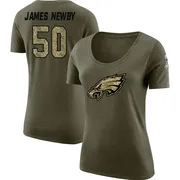Women's Keyshawn James-Newby Philadelphia Eagles Legend Olive Salute to Service Scoop Neck T-Shirt