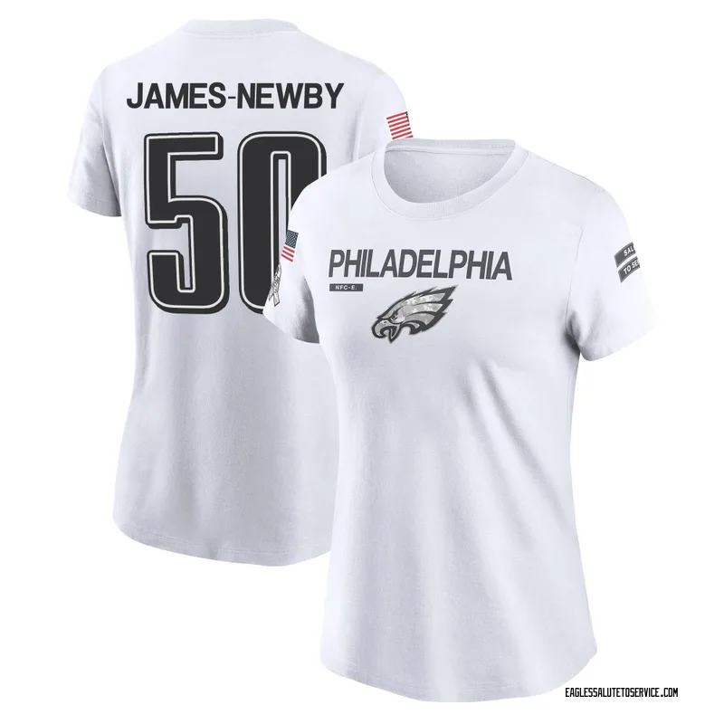 Women's Keyshawn James-Newby Philadelphia Eagles Legend White 2024 Salute to Service Performance T-Shirt