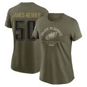 Women's Keyshawn James-Newby Philadelphia Eagles Olive 2025 Salute to Service Sideline T-Shirt