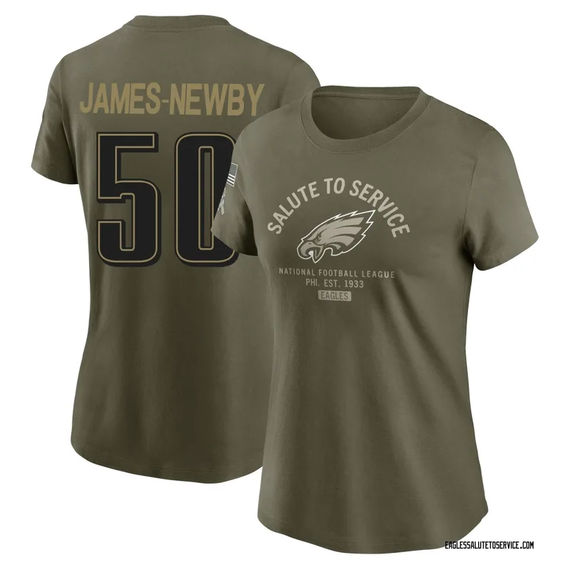 Women's Keyshawn James-Newby Philadelphia Eagles Olive 2025 Salute to Service Sideline T-Shirt