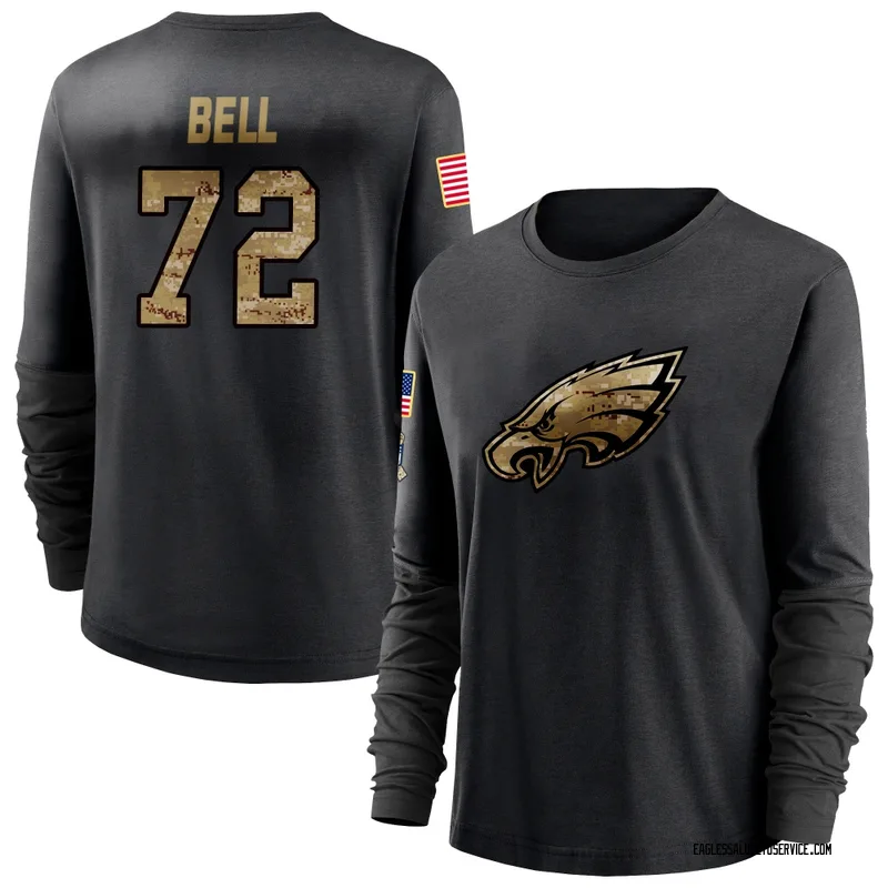 Women's Markel Bell Philadelphia Eagles Black 2020 Salute To Service Sideline Performance Long Sleeve T-Shirt