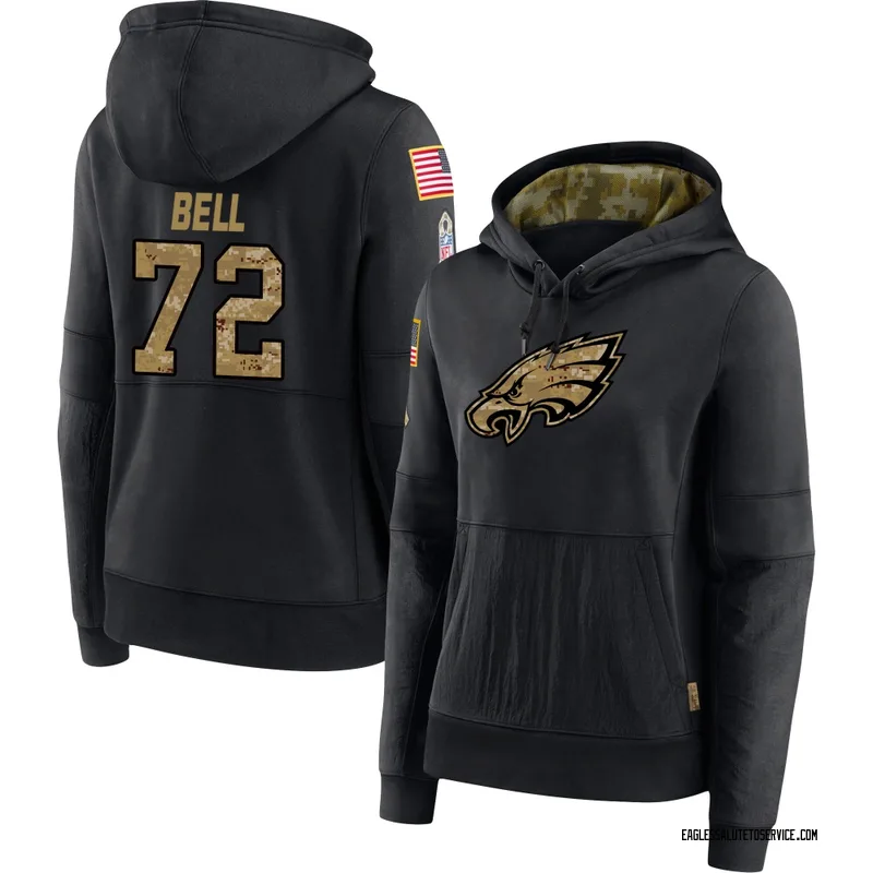 Women's Markel Bell Philadelphia Eagles Black 2020 Salute to Service Sideline Performance Pullover Hoodie