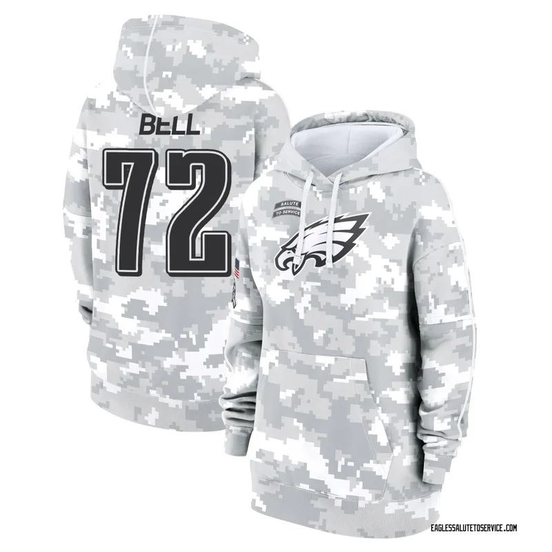 Women's Markel Bell Philadelphia Eagles Camo Arctic 2024 Salute to Service Club Fleece Pullover Hoodie