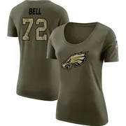 Women's Markel Bell Philadelphia Eagles Legend Olive Salute to Service Scoop Neck T-Shirt