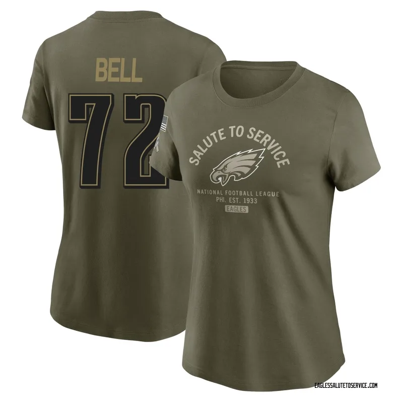 Women's Markel Bell Philadelphia Eagles Olive 2025 Salute to Service Sideline T-Shirt