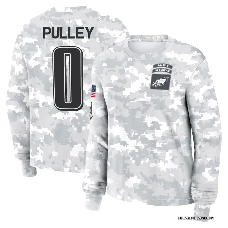 Women's Maximus Pulley Philadelphia Eagles Camo Arctic 2024 Salute to Service Long Sleeve T-Shirt