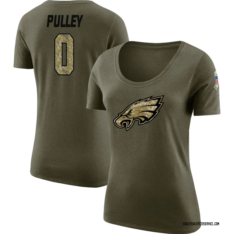 Women's Maximus Pulley Philadelphia Eagles Legend Olive Salute to Service Scoop Neck T-Shirt