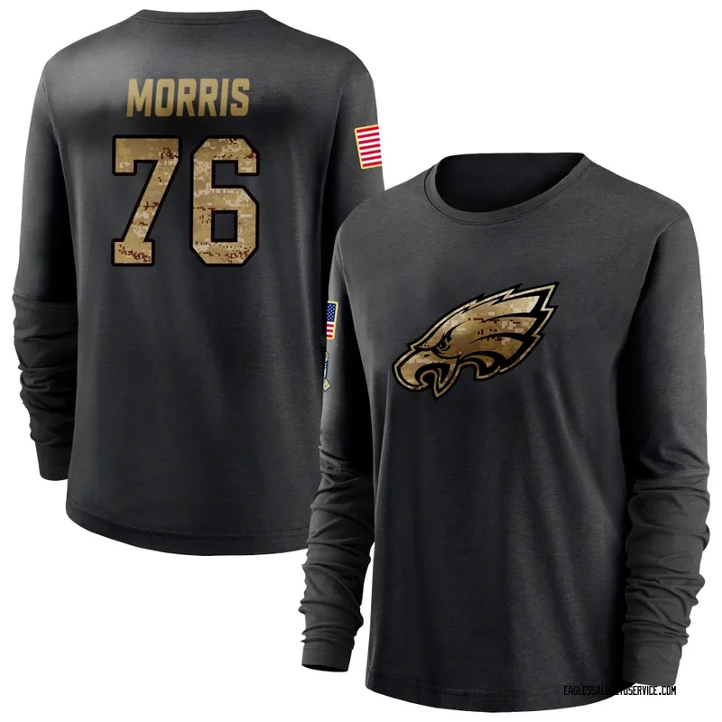 Women's Micah Morris Philadelphia Eagles Black 2020 Salute To Service Sideline Performance Long Sleeve T-Shirt