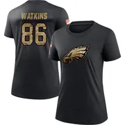 Women's Quez Watkins Philadelphia Eagles Black 2020 Salute To Service Performance T-Shirt
