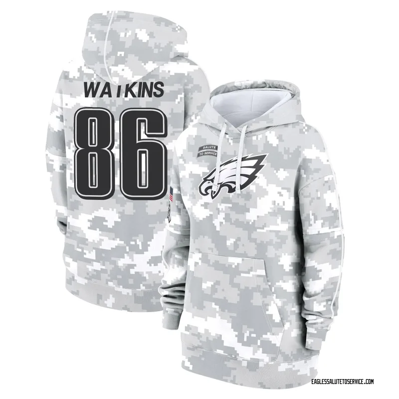 Women's Quez Watkins Philadelphia Eagles Camo Arctic 2024 Salute to Service Club Fleece Pullover Hoodie