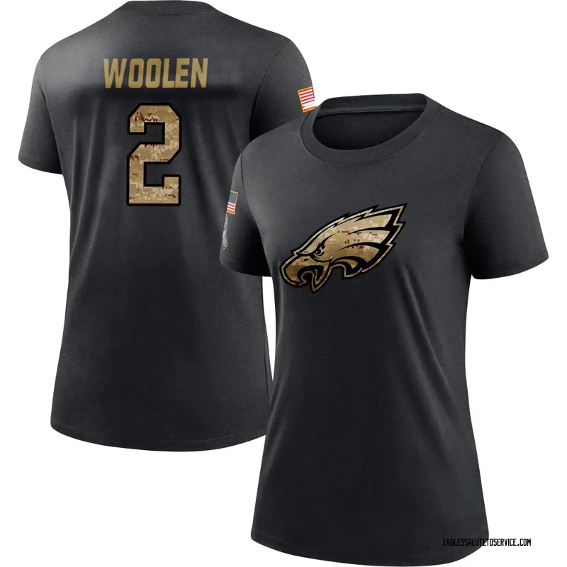 Women's Riq Woolen Philadelphia Eagles Black 2020 Salute To Service Performance T-Shirt