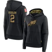 Women's Riq Woolen Philadelphia Eagles Black 2020 Salute to Service Sideline Performance Pullover Hoodie