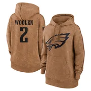 Women's Riq Woolen Philadelphia Eagles Brown 2023 Salute To Service Pullover Hoodie