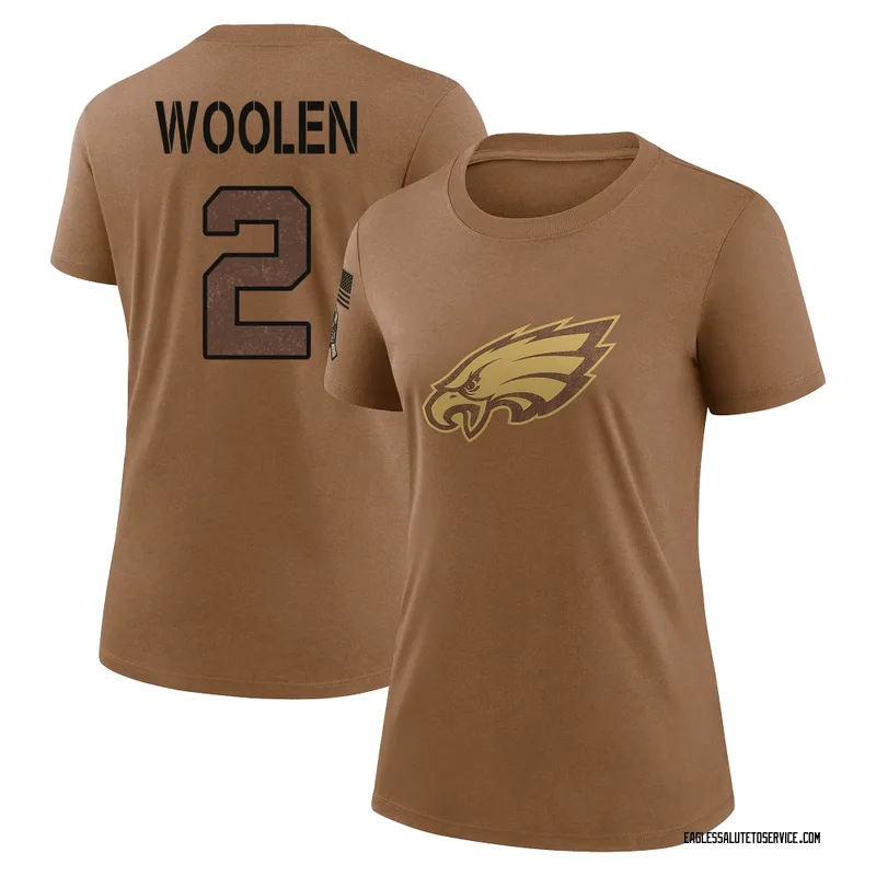 Women's Riq Woolen Philadelphia Eagles Legend Brown 2023 Salute To Service Performance T-Shirt