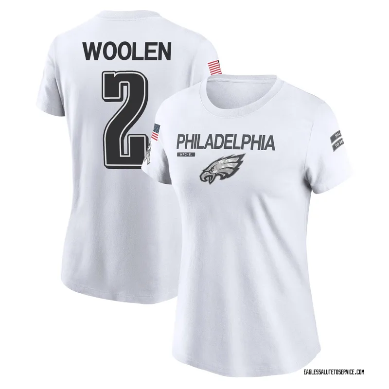 Women's Riq Woolen Philadelphia Eagles Legend White 2024 Salute to Service Performance T-Shirt