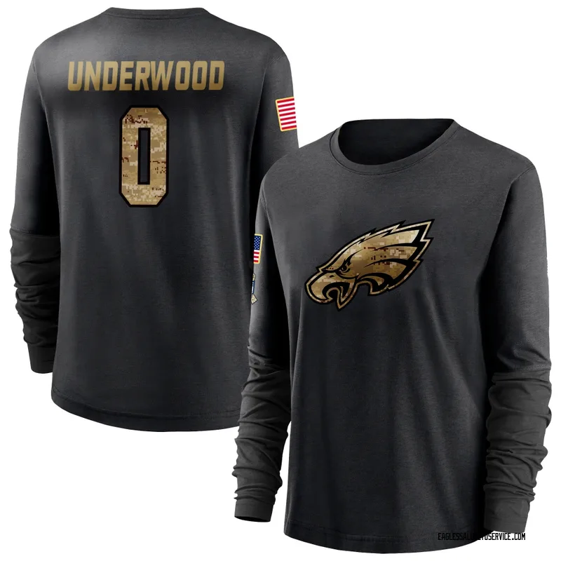 Women's Rocco Underwood Philadelphia Eagles Black 2020 Salute To Service Sideline Performance Long Sleeve T-Shirt