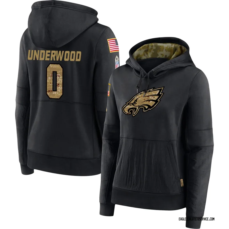 Women's Rocco Underwood Philadelphia Eagles Black 2020 Salute to Service Sideline Performance Pullover Hoodie