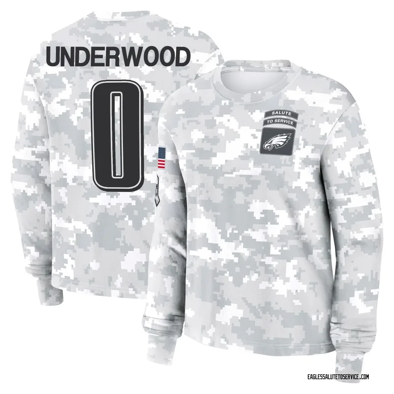 Women's Rocco Underwood Philadelphia Eagles Camo Arctic 2024 Salute to Service Long Sleeve T-Shirt