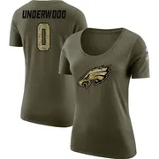 Women's Rocco Underwood Philadelphia Eagles Legend Olive Salute to Service Scoop Neck T-Shirt