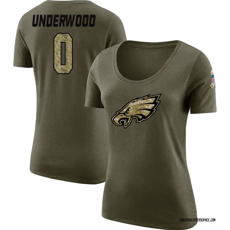 Women's Rocco Underwood Philadelphia Eagles Legend Olive Salute to Service Scoop Neck T-Shirt