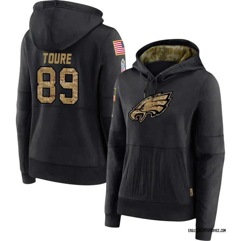Women's Samori Toure Philadelphia Eagles Black 2020 Salute to Service Sideline Performance Pullover Hoodie