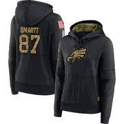 Women's Stone Smartt Philadelphia Eagles Black 2020 Salute to Service Sideline Performance Pullover Hoodie