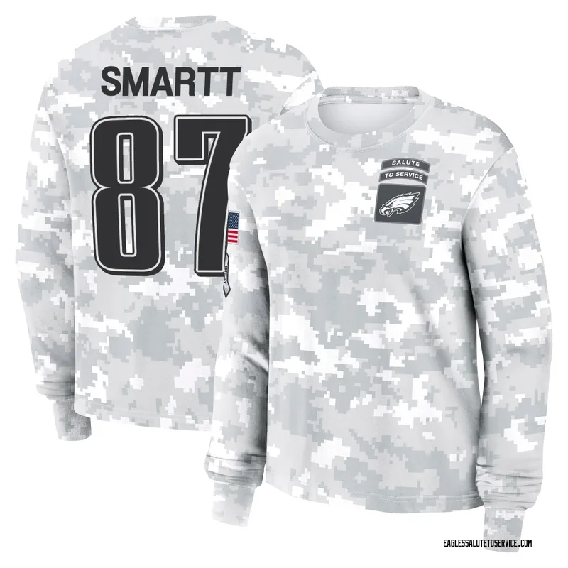 Women's Stone Smartt Philadelphia Eagles Camo Arctic 2024 Salute to Service Long Sleeve T-Shirt