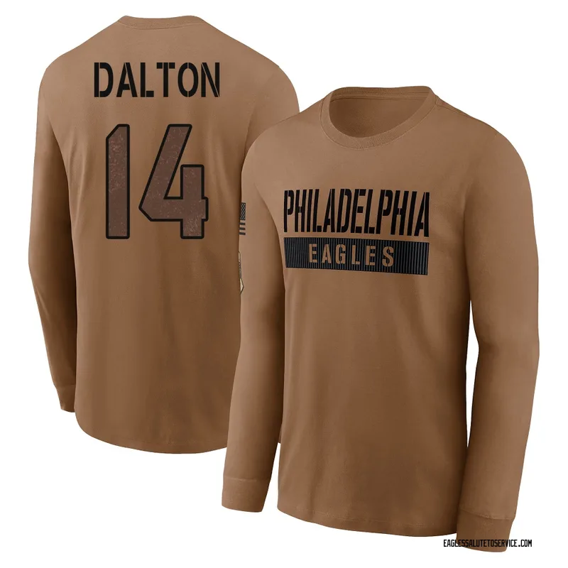 Youth Andy Dalton Philadelphia Eagles Brown 2023 Salute To Service Long Sleeve T-Shirt