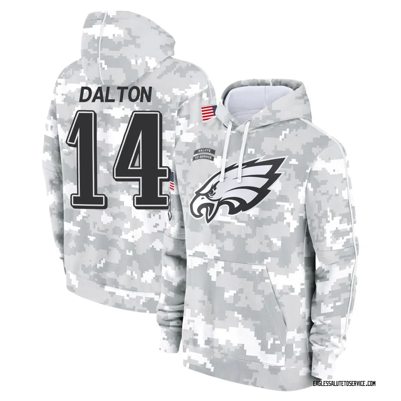 Youth Andy Dalton Philadelphia Eagles Camo Arctic 2024 Salute to Service Club Fleece Pullover Hoodie
