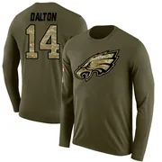 Youth Andy Dalton Philadelphia Eagles Legend Olive Salute to Service Sideline Long Sleeve T-Shirt