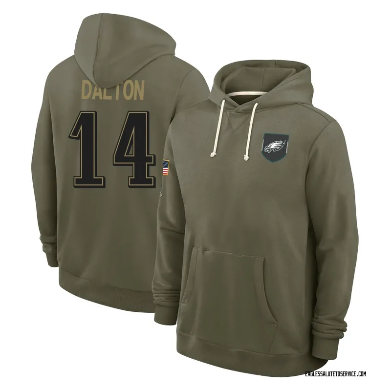 Youth Andy Dalton Philadelphia Eagles Olive 2025 Salute to Service Hoodie