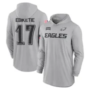 Youth Arnold Ebiketie Philadelphia Eagles Gray 2024 Salute to Service Lightweight Performance Long Sleeve Hooded T-Shirt