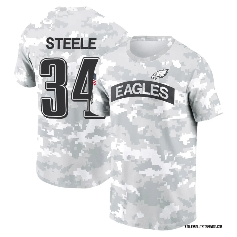 Youth Carson Steele Philadelphia Eagles Camo Arctic 2024 Salute to Service Performance T-Shirt